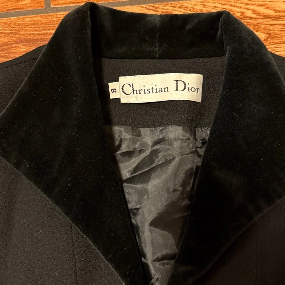 Vintage Christian Dior Black Velvet-Collared Blazer